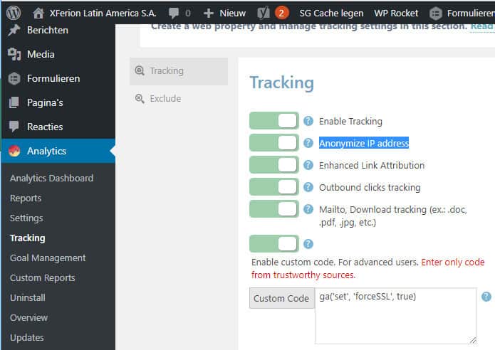 anonieme google analytics instellen voor de avg